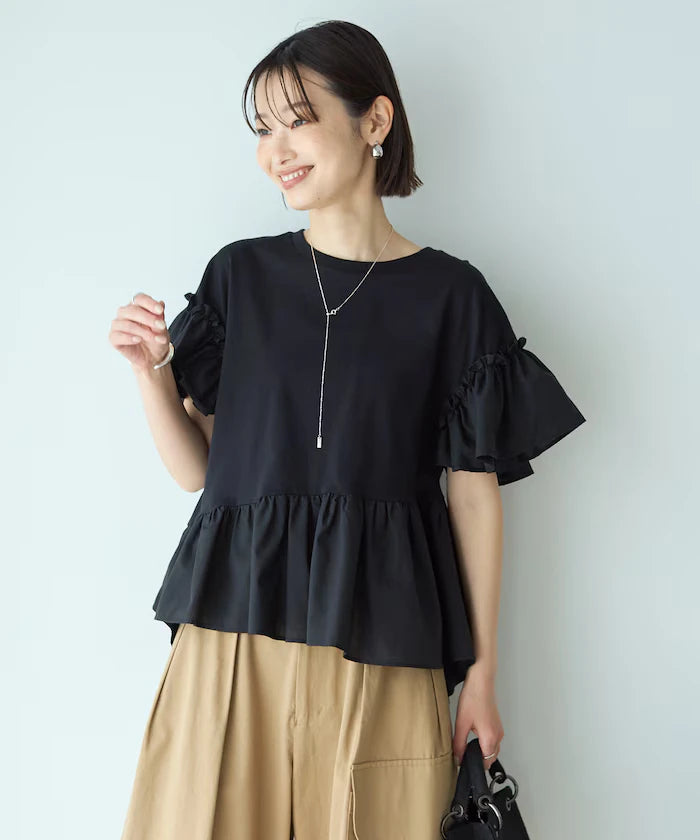 Organic Cotton Frill Sleeve T-shirt