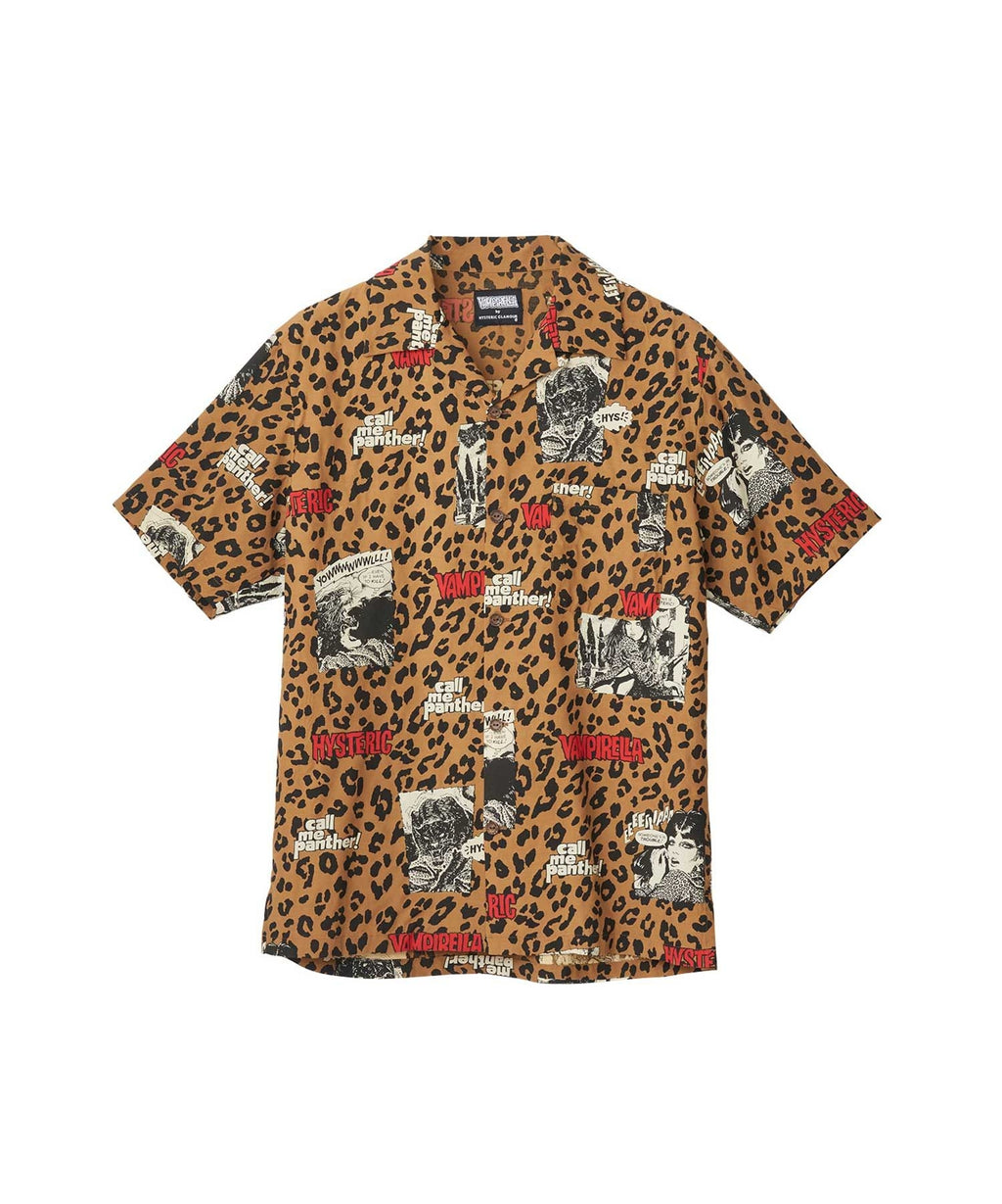 VAMPIRELLA/CALL ME PANTHER Pattern Open Collar Shirt