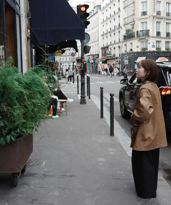 Oversized leatherette blouson / Mixed material switching