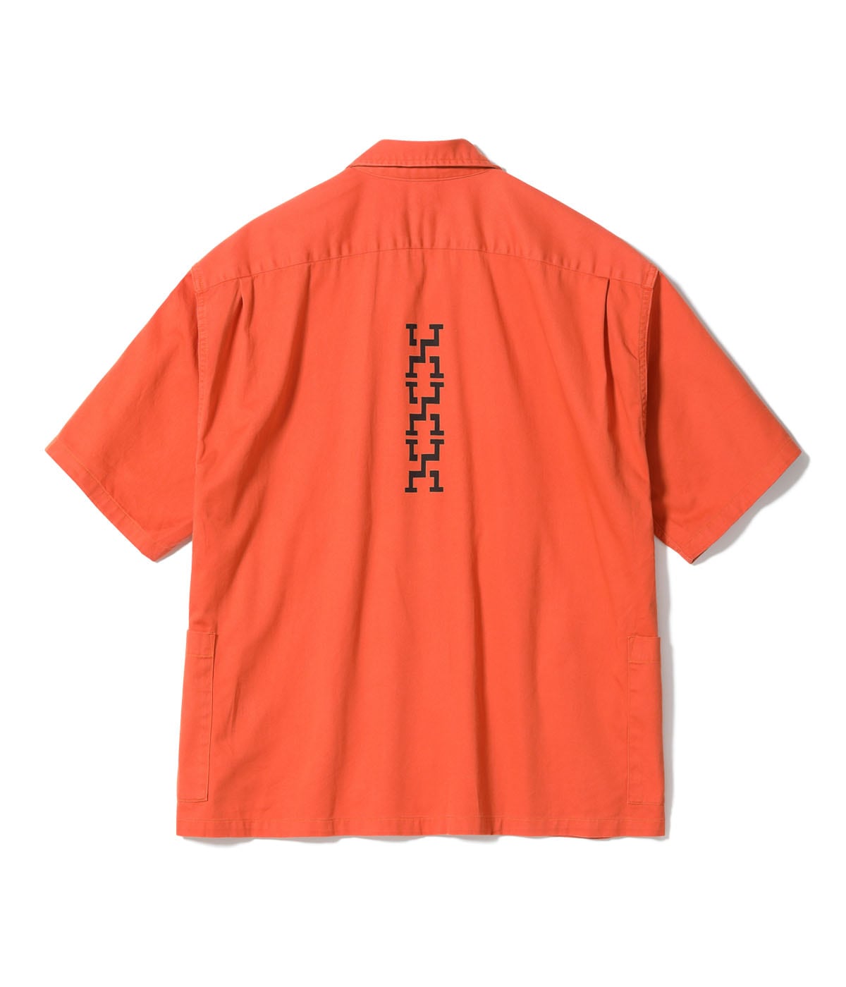 MODUCT COTTON TWILL SCRAB SHIRT with STENCIL PRINT AGING MODEL