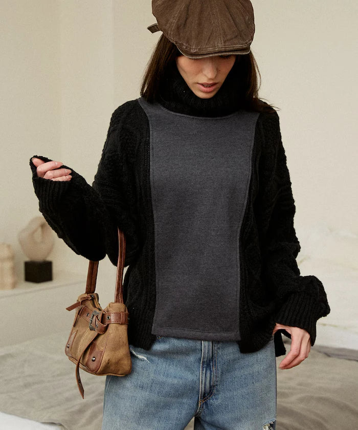 Mixed Material Switch Turtle Neck Knit Limited Edition