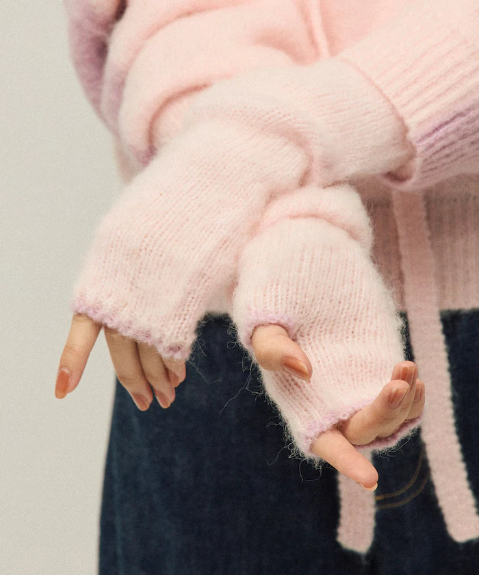 Alpaca Blend Bicolor Knit Gloves