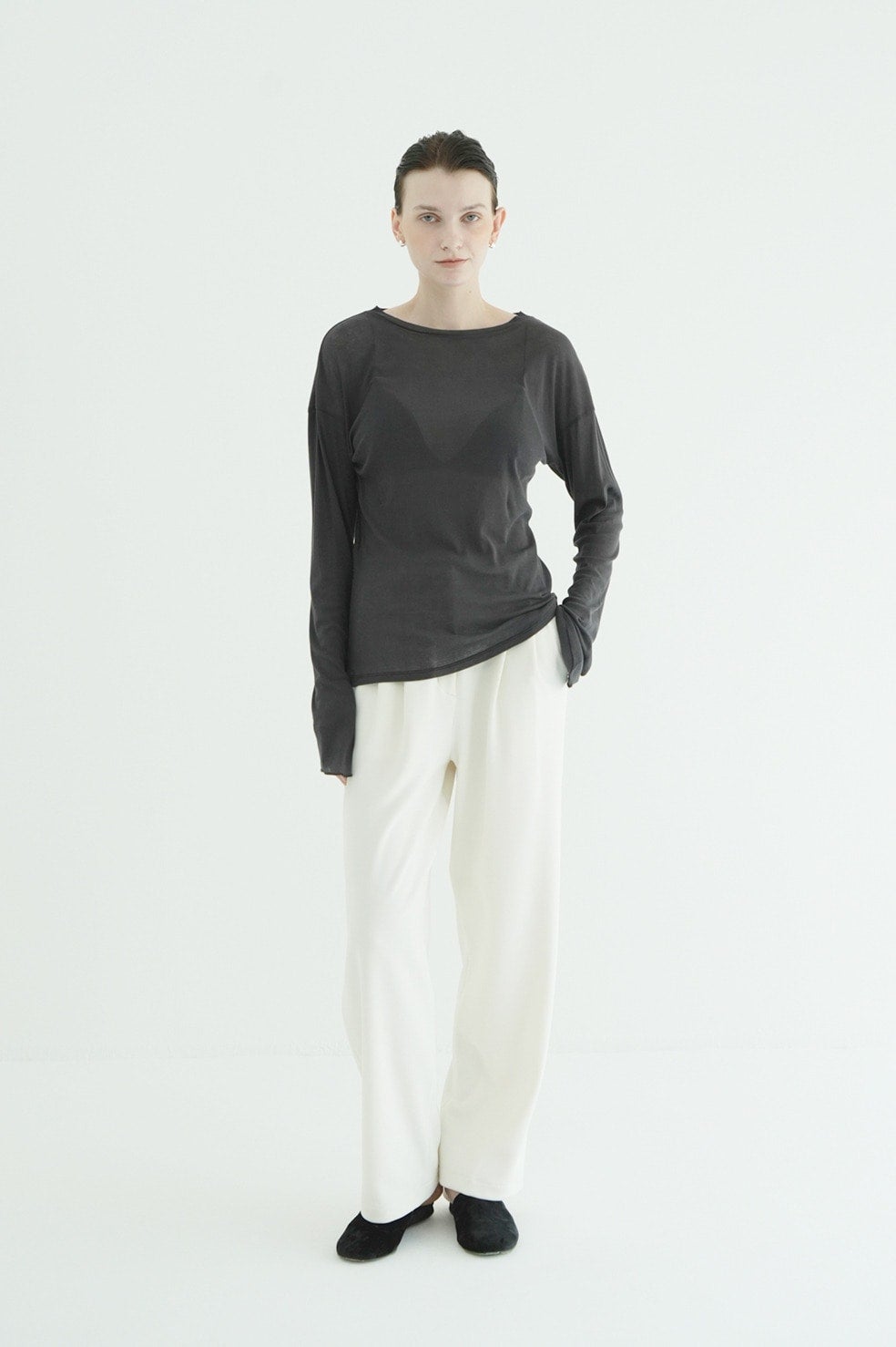 RIB STRIPE TUCK PANTS