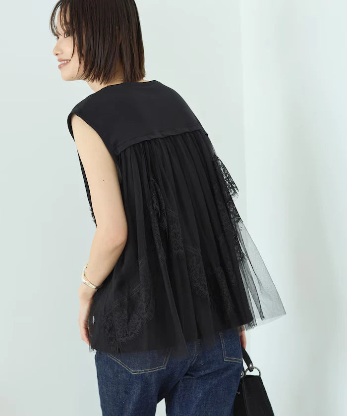 Organic Cotton Tulle Lace Docking Top