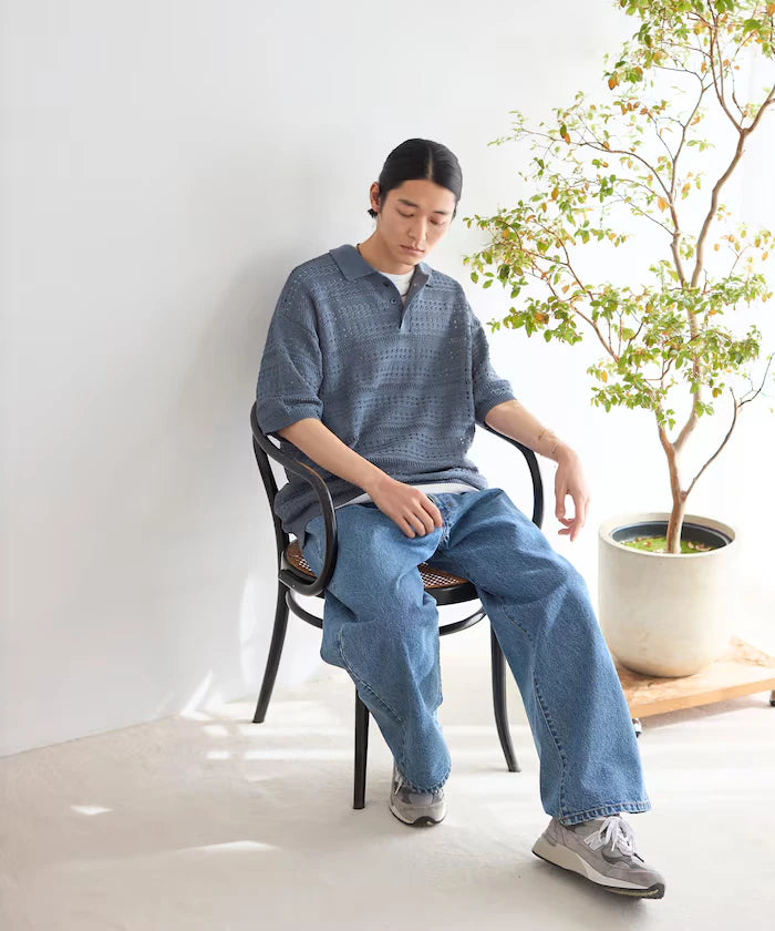 Big Silhouette Short Sleeve Knit Polo Shirt