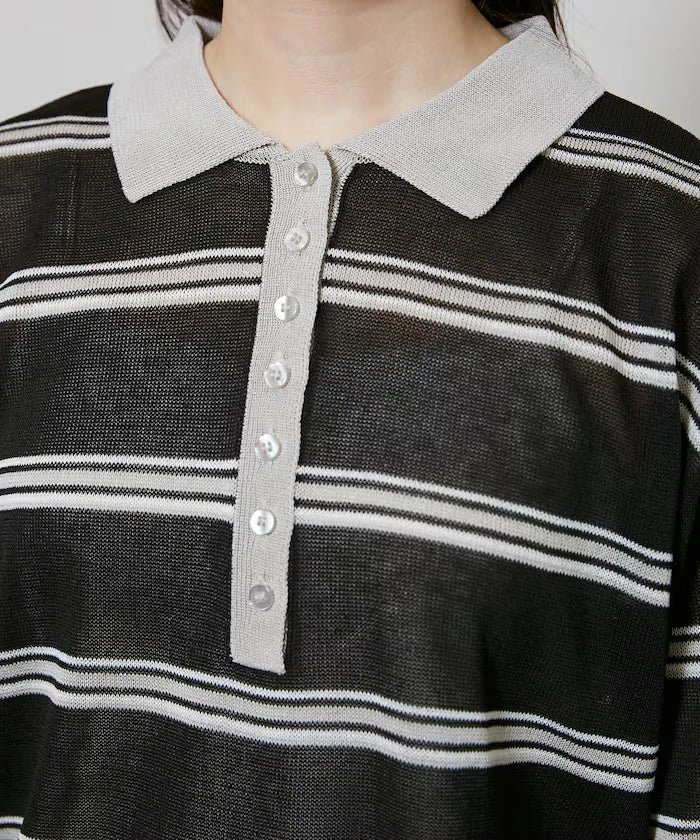Sheer Border Short Sleeve Polo Summer Knit Limited Release