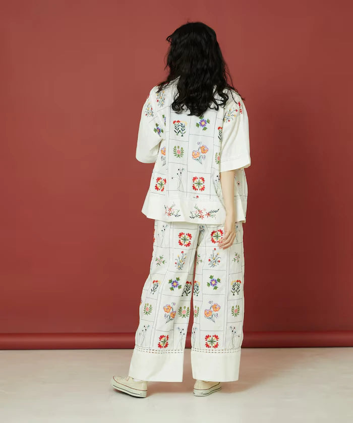 Patchwork Flower Embroidery Shirt