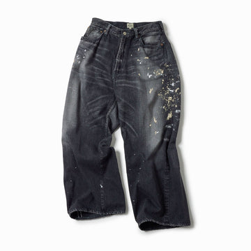 Recycled Waste Suvin Cotton Yarn 11.5oz Denim 5Pocket Baggy Pants Vintage Washed (Zipper Fly)
