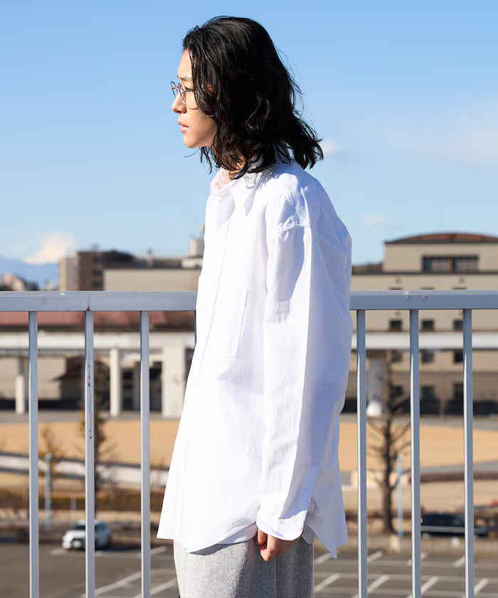 Oversized Classic Regular Collar Chambray Shirt Long Sleeve