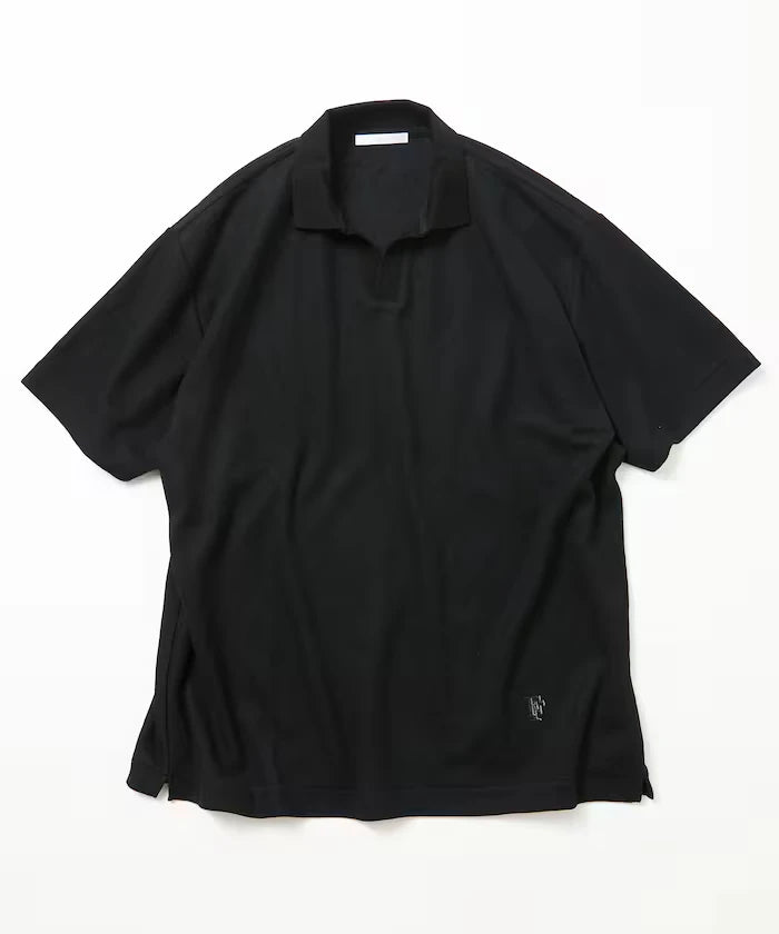 One Point Embroidered Pique Skipper Polo Shirt