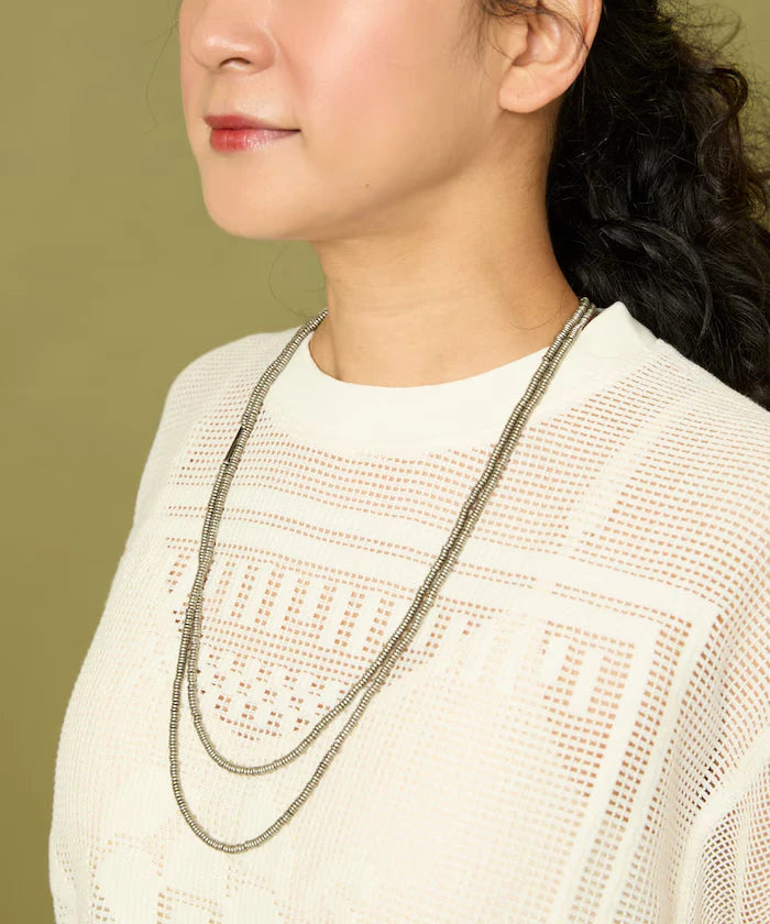 Disk Type Metal Beads Long Necklace 140cm