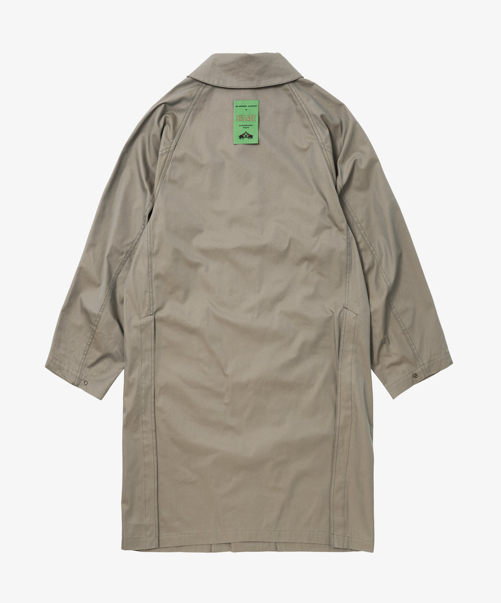 balmacaan coat gabardine iridescent green