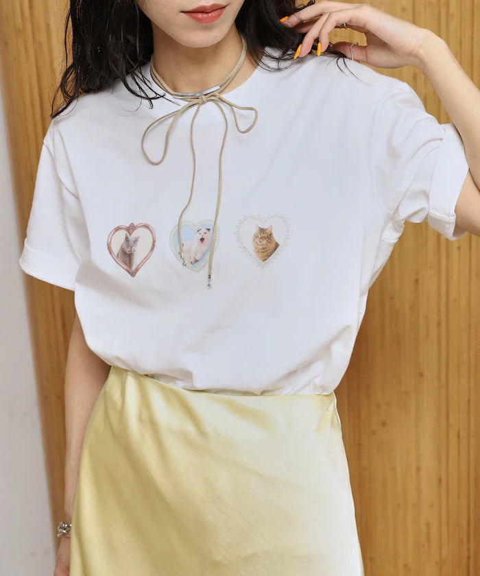 Organic Cotton Animal Heart Print T-Shirt