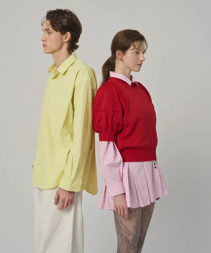 Nuance Color Oversized Regular Collar Long Sleeve Shirt