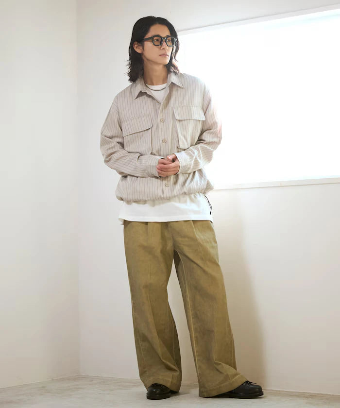 Stripe Shirt Blouson / Setup Compatible / Layer / Relaxed Fit