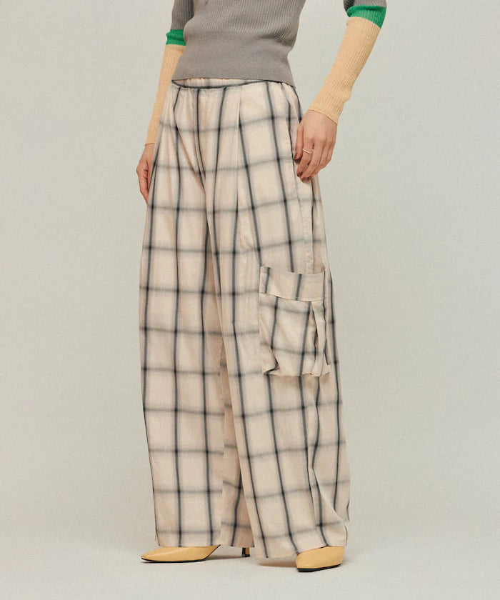 Ombre Check Easy Pants / Patch Pocket Wide Easy Pants