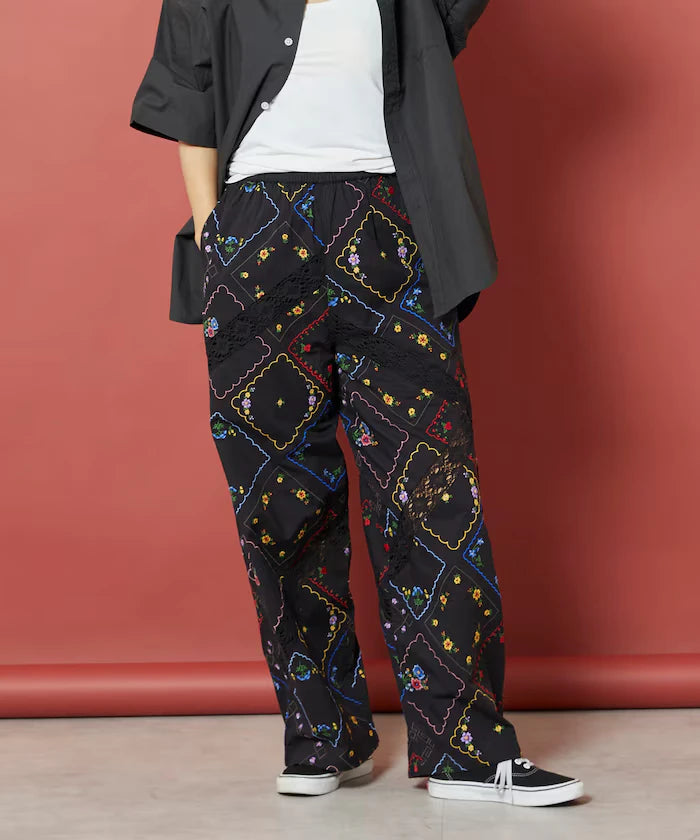 Flower Handkerchief Embroidered Pants
