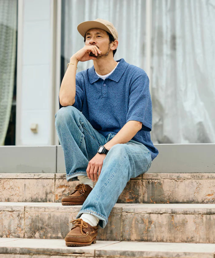 Dry Touch Boucle Yarn Knit Polo Shirt