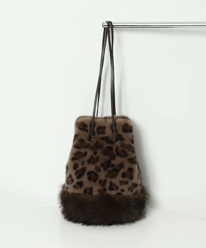 Faux Fur Animal Drawstring Bag