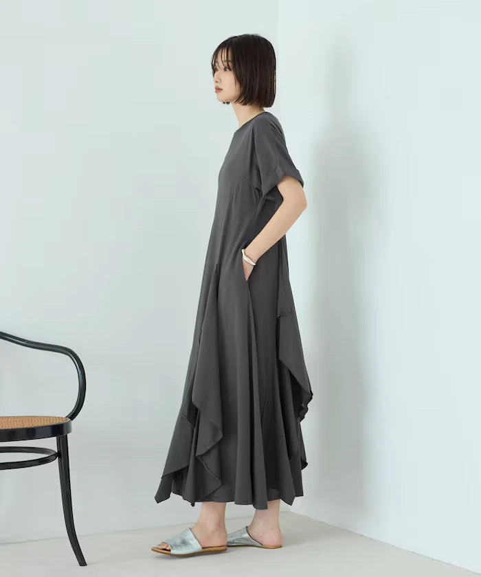 Organic Cotton Draped Flare Dress