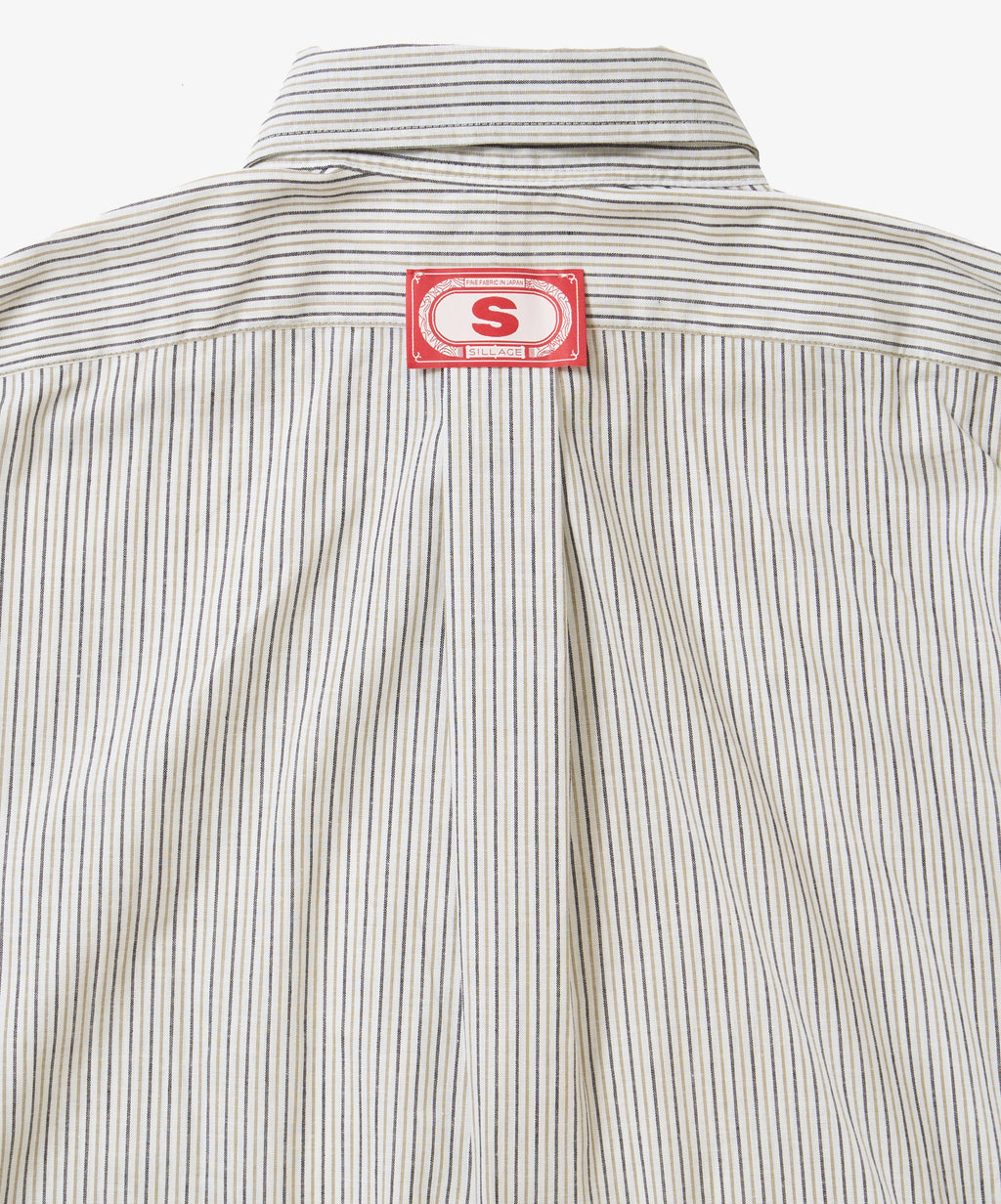 banshu ori wide shirt brown stripe
