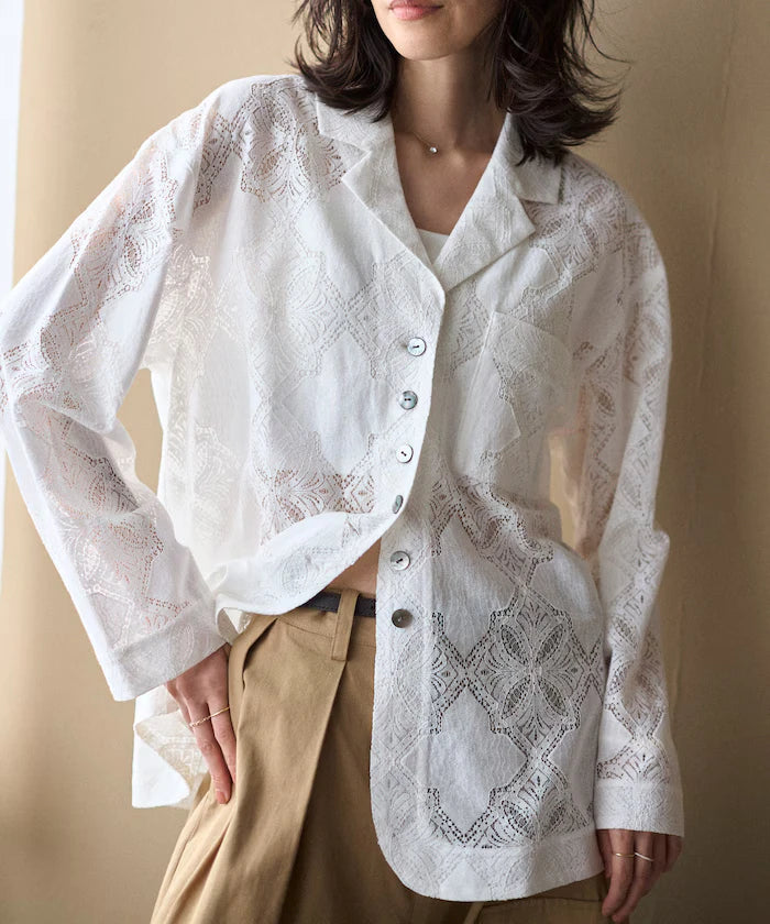 [February 12 12:00 Release] Panel Lace Shirt Jacket / Compatible with Setup