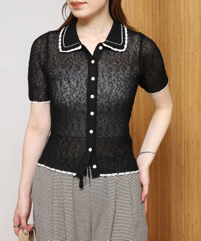 Color Embroidered Polo Collar Cardigan [Limited Edition]