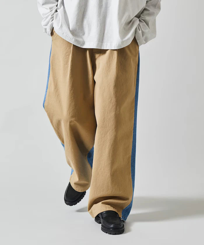 Chino Denim Docking Pants / Wide Straight Pants