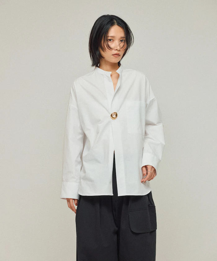Oversized Long Sleeve Brooch Shirt