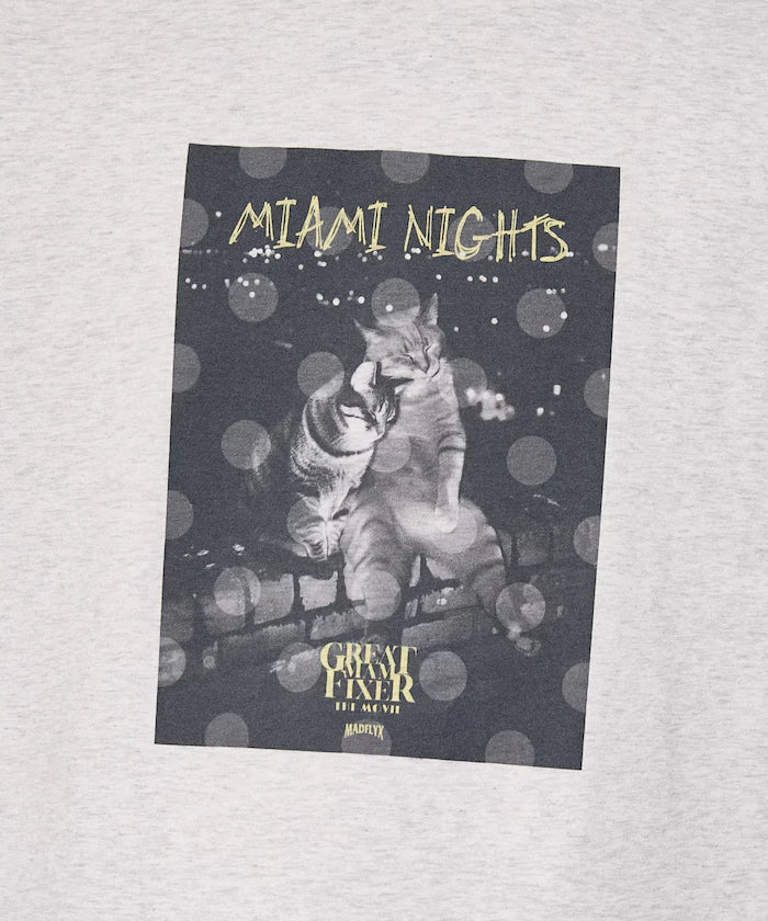 <Functional Material> MIAMI NIGHTS Cat Photo T-shirt Limited Edition