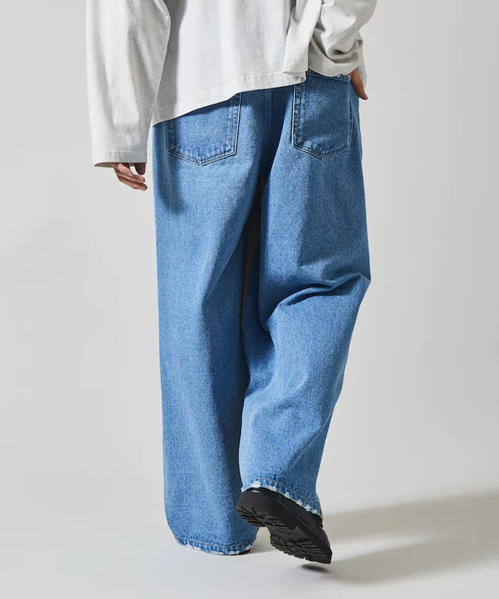 Chino Denim Docking Pants / Wide Straight Pants