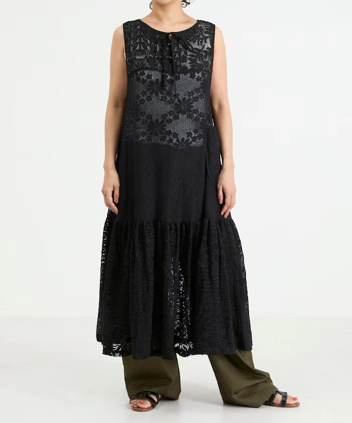 2WAY Lace Tiered Sleeveless Dress
