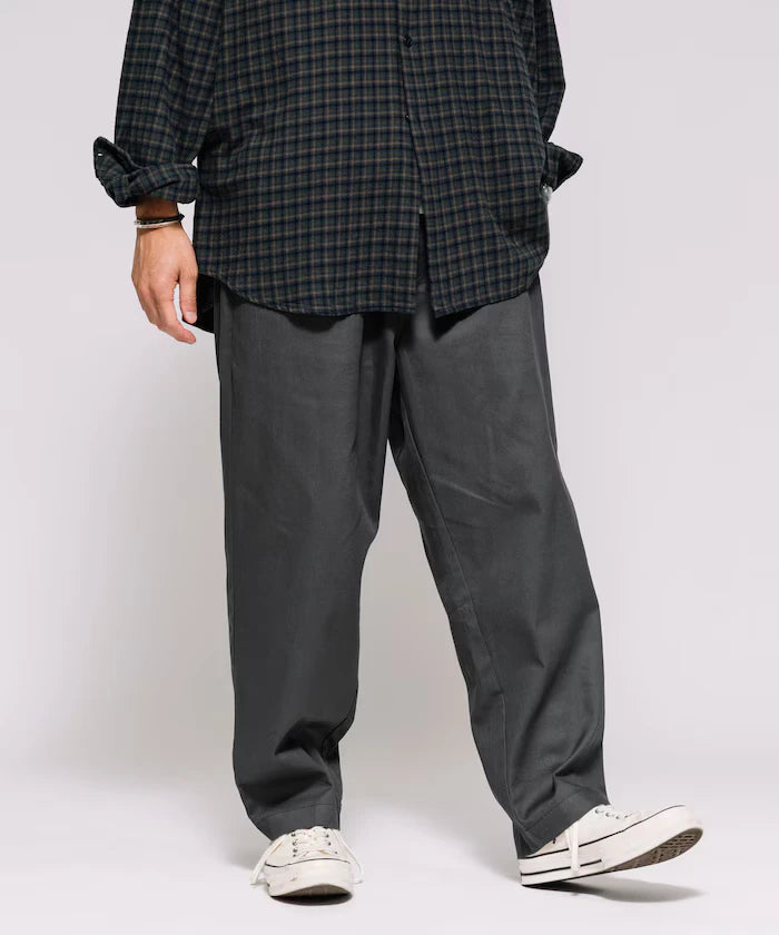 Wide Silhouette Drawstring Chino Pants / Tapered Silhouette Easy Chino Pants