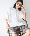 Jacquard Relaxed Fit Open Collar Short Sleeve Shirt Semi-Sheer Dobby Weave