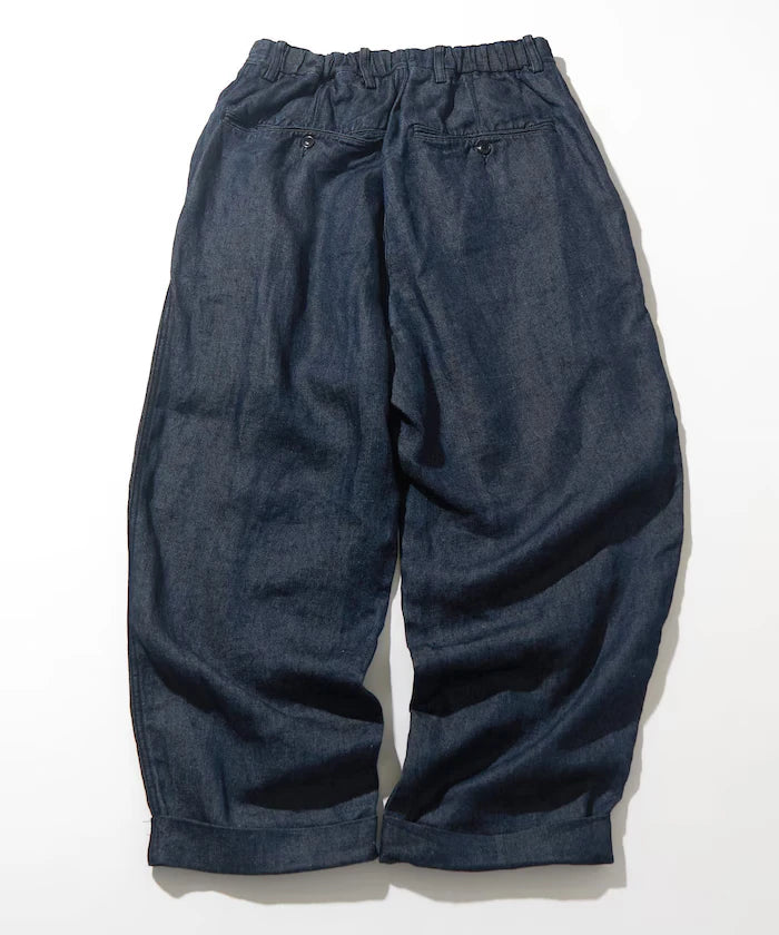 French Linen Denim 1 Tuck Trousers