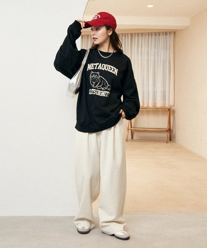 METAQUEEN Flocky Cat Brushed Back Sweat Limited Edition
