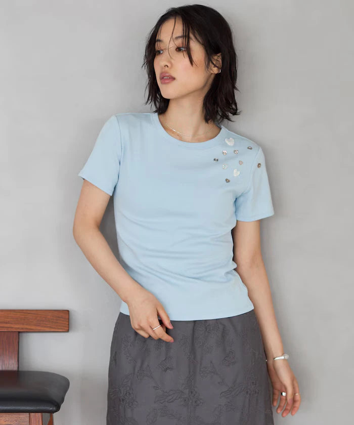 Many Button Cotton Modal Short Sleeve T-Shirt