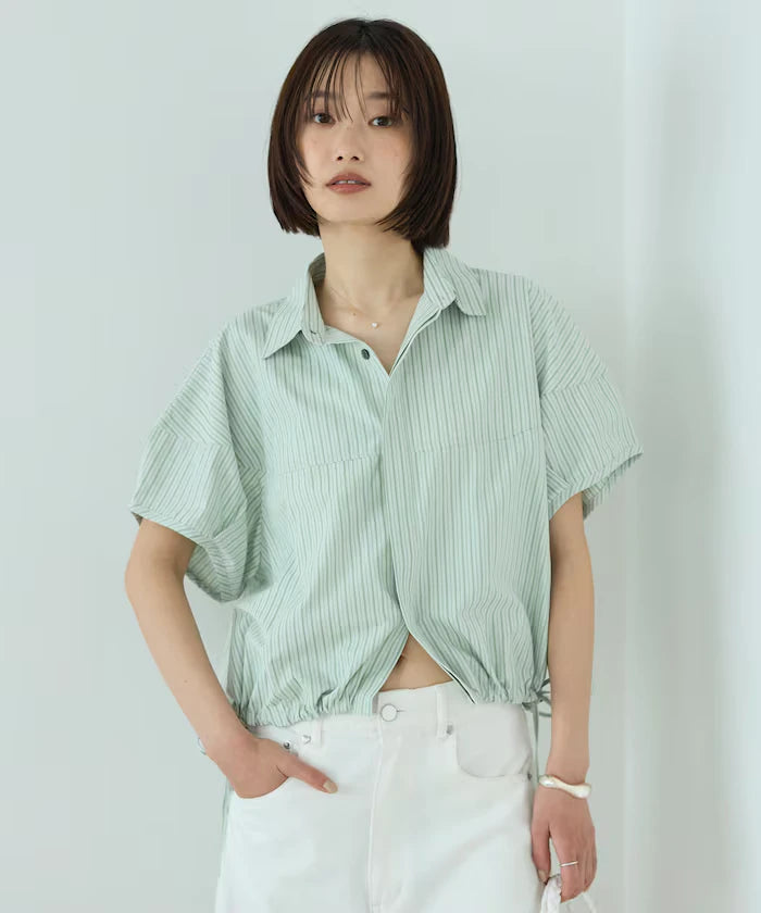 Switch Short Sleeve Hem Code Blouse