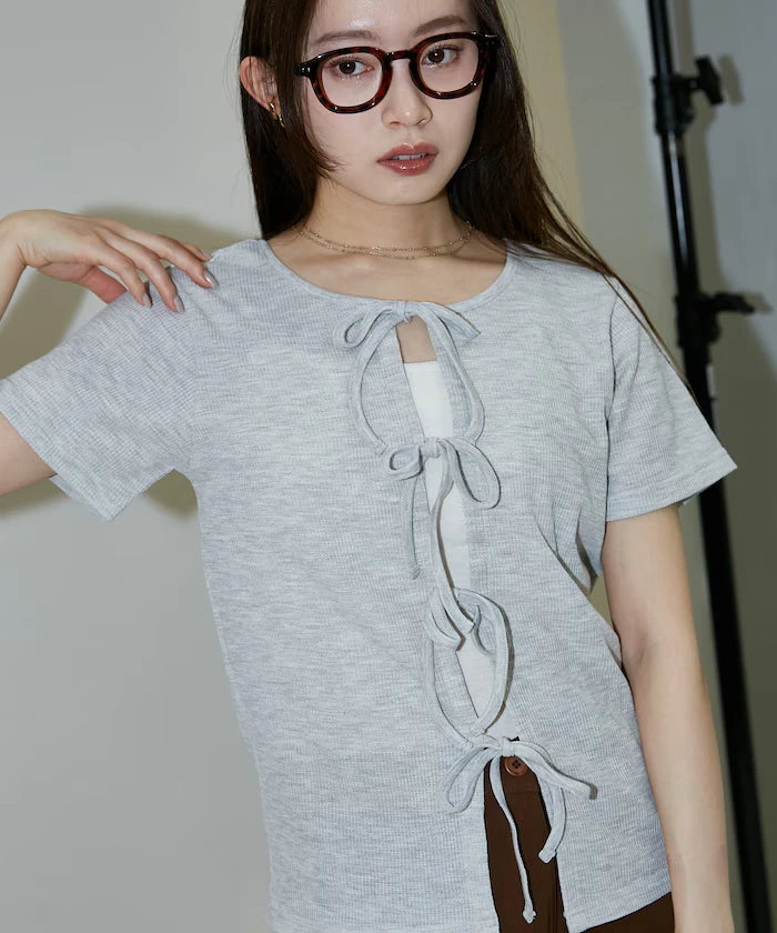Light Waffle 2WAY Ribbon Cardigan Limited Edition