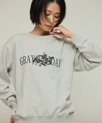 Organic Cotton Animal Logo Print Sweat / CAT / Relaxed Fit / French Terry Sweat