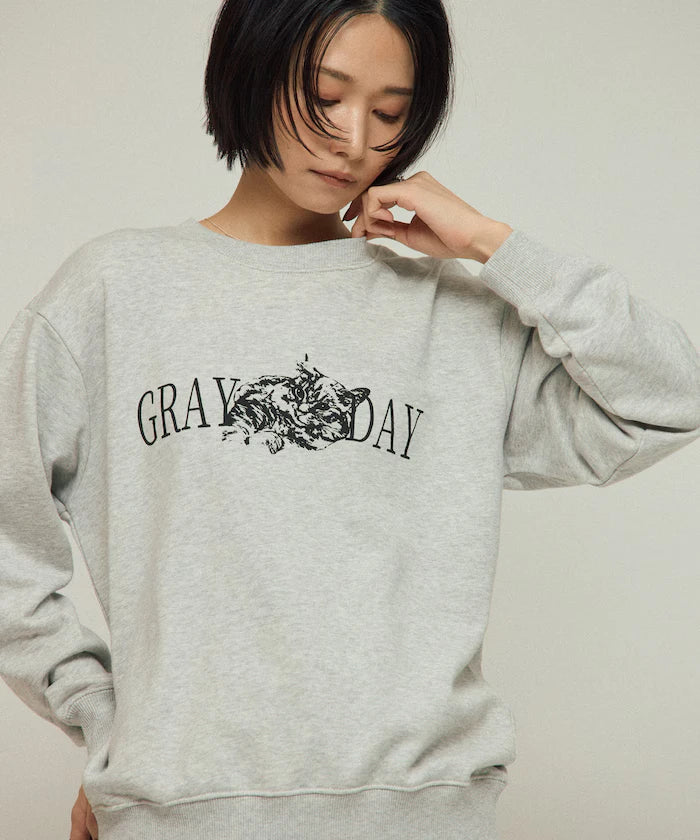 Organic Cotton Animal Logo Print Sweat / CAT / Relaxed Fit / French Terry Sweat