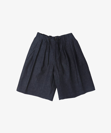 circular short pants denim one wash