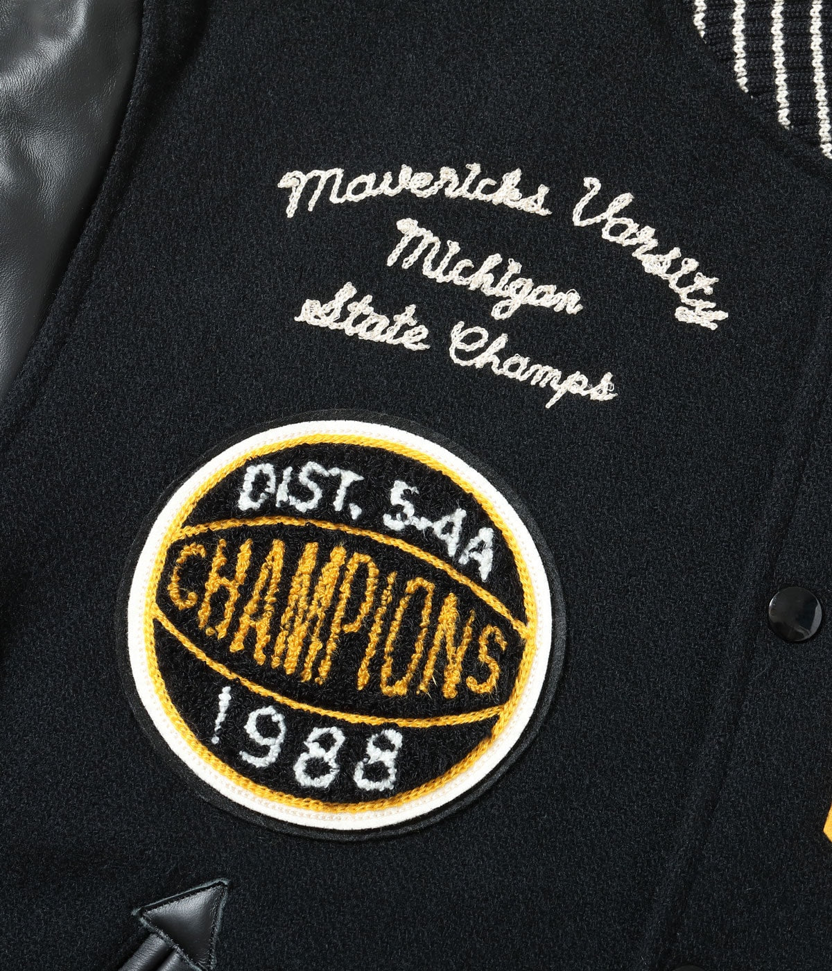 30oz. WOOL MELTON AWARD JACKET “MAVERICKS” (BLACK)