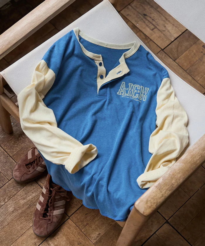 Henry Neck Football Logo T-Shirt