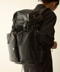 Leather Backpack L / Leather Backpack / Cowhide / Water-repellent Leather / with PC Sleeve