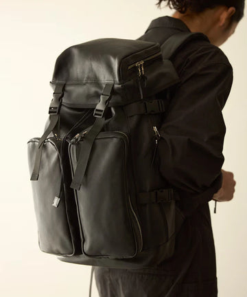 Leather Backpack L / Leather Backpack / Cowhide / Water-repellent Leather / with PC Sleeve