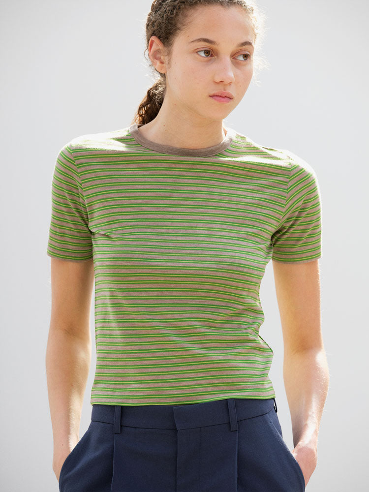 SOFT SMOOTH WOOL STRIPE JERSEY TEE