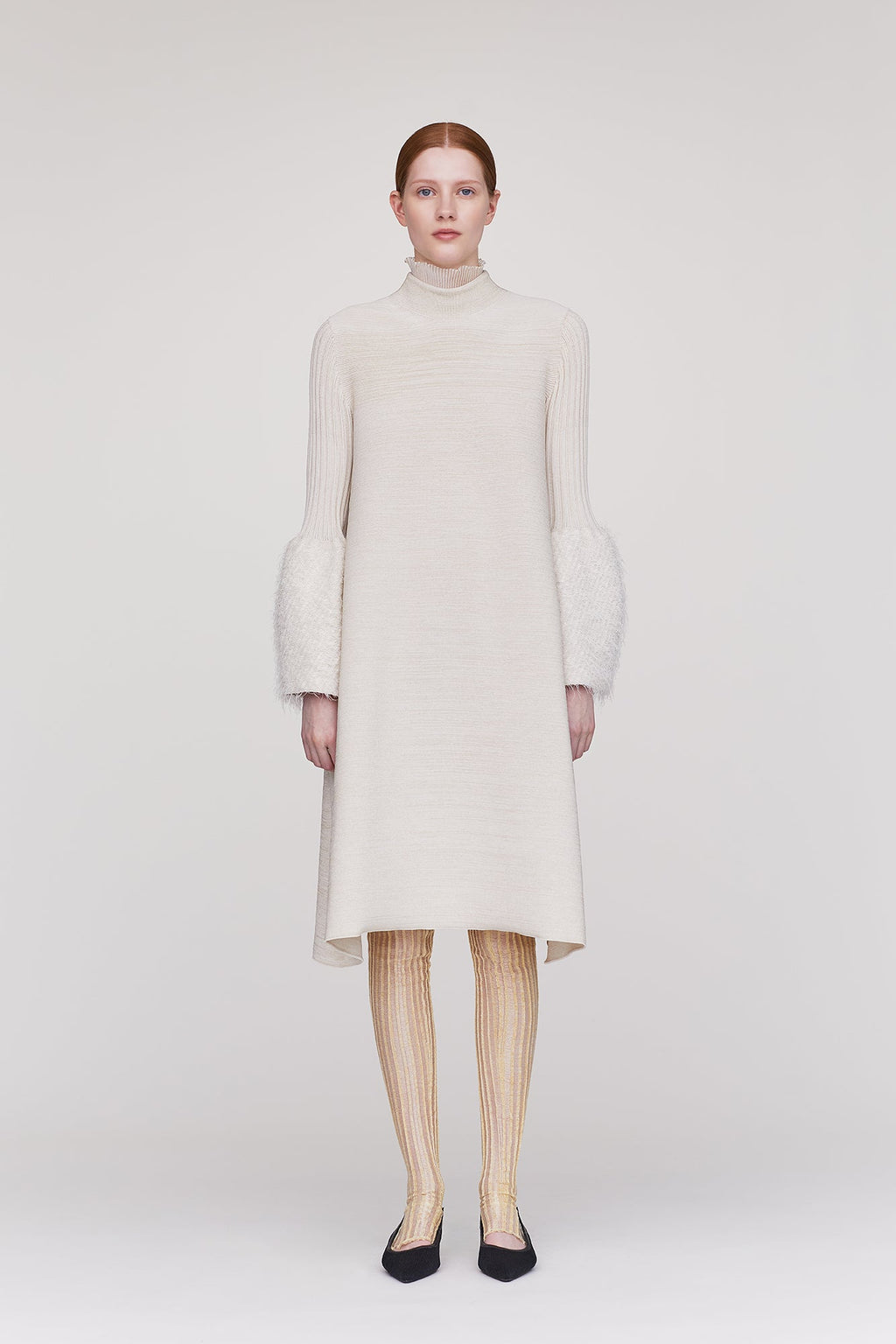 POTTERY PILE GLITTER LONG BELL SLEEVE FLARE MINI DRESS