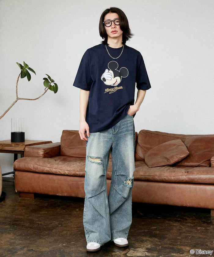 <Functional Material>Mickey Mouse Face T-Shirt Limited Edition