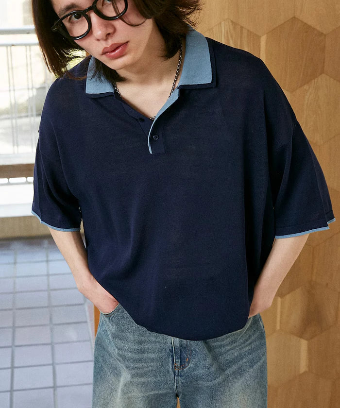 LOVE POP STUDIO Collar Layered Knit Polo Shirt Limited Edition